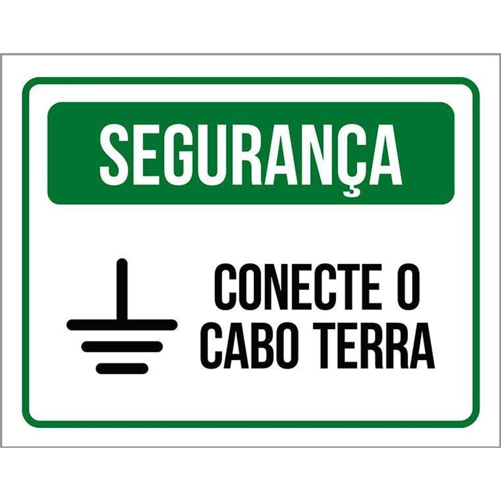Placa De Segurança - Conecte O Cabo Terra 36X46
