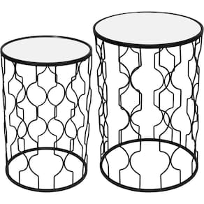 Jogo 2 Mesas Decorativa Canto Sala Lateral Home&co Metal Preto