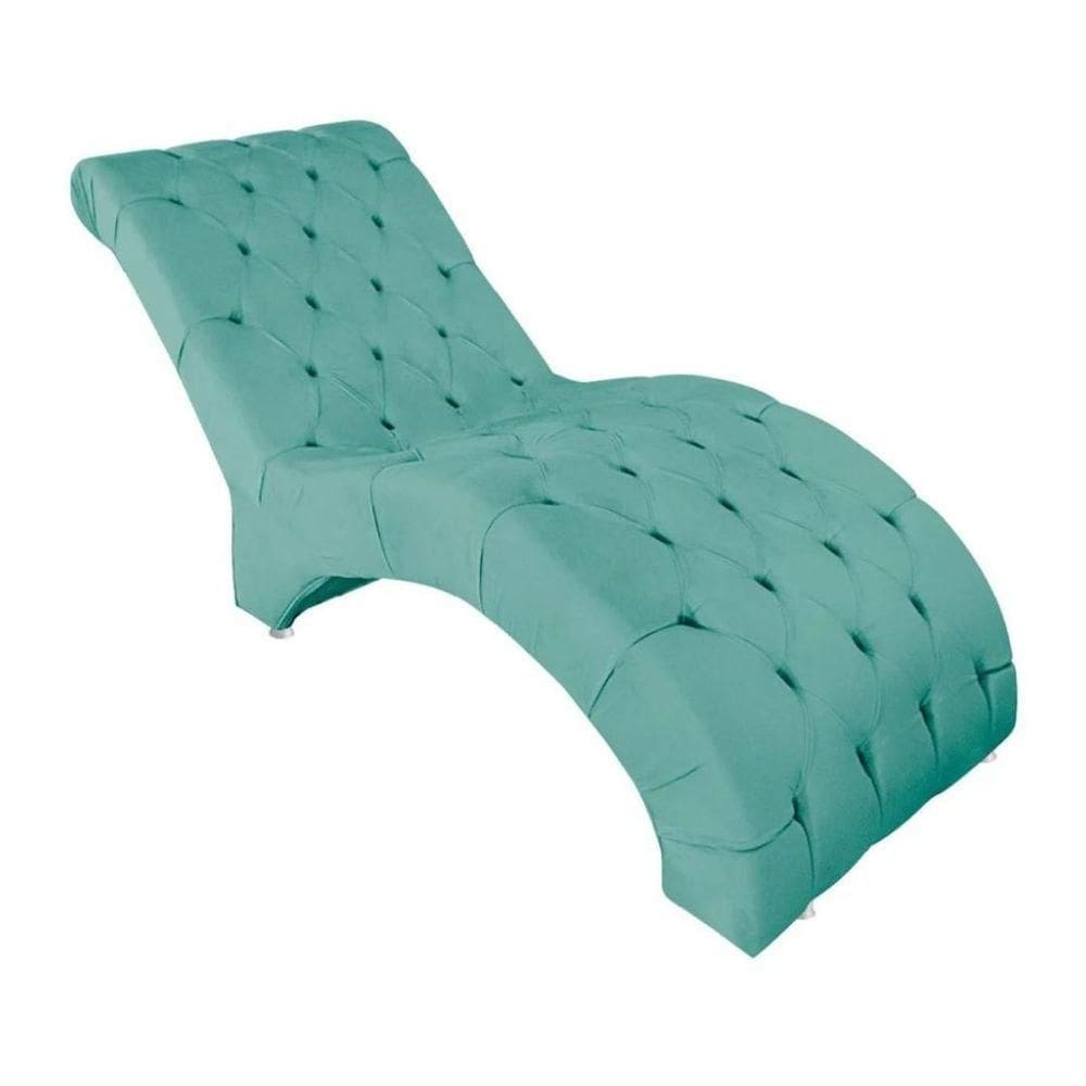 Recamier Divã Espreguiçadeira Para Sala Cliníca Leila Suede azul Tiffany