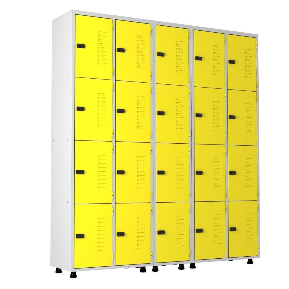 Armário Aço 20 Portas Academia Guarda Volume Trinco Amarelo