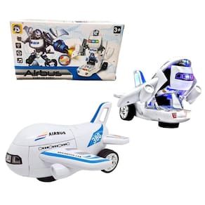 Brinquedo Avião Transformável Com Luzes Sons Air Bus Robot