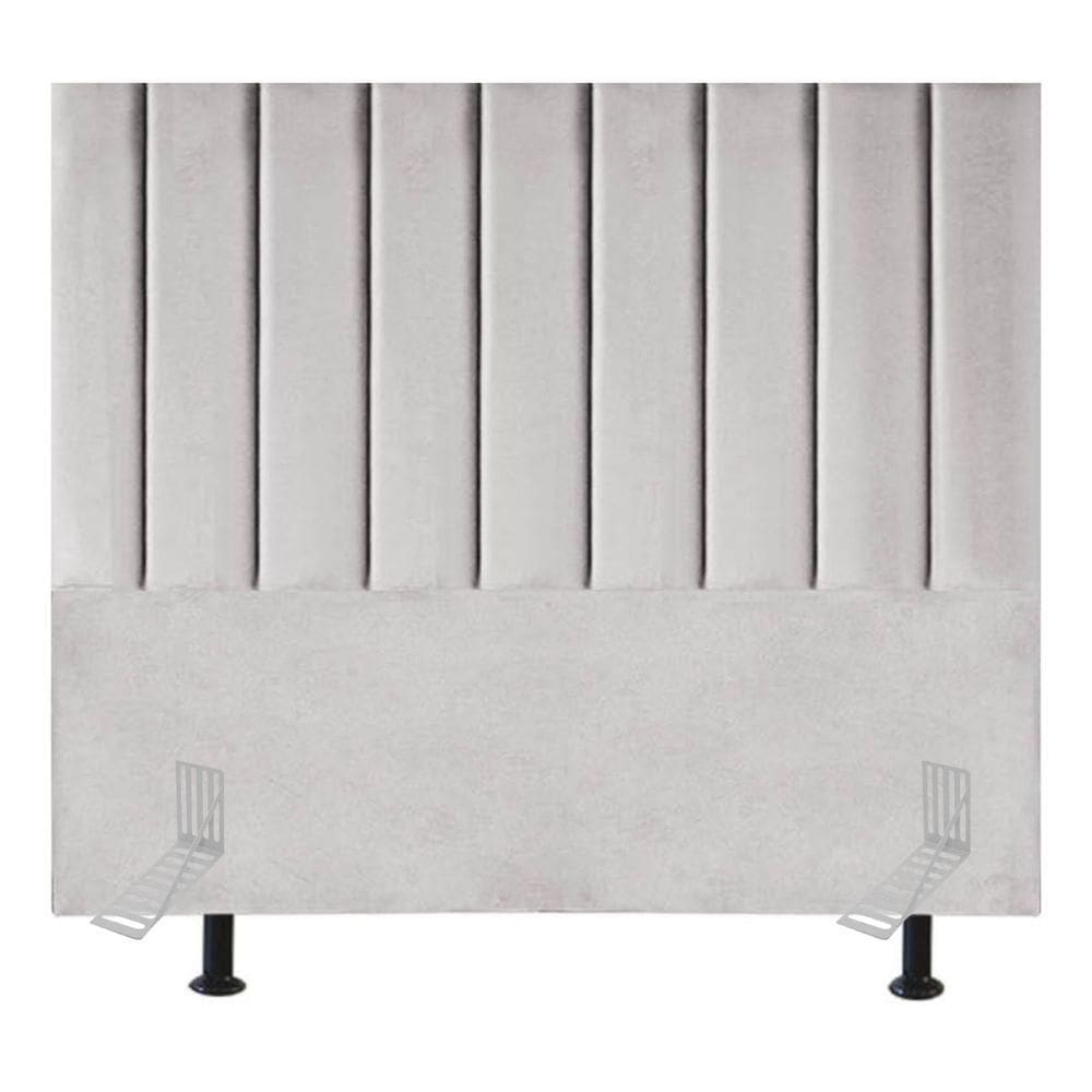 Cabeceira Estofada Cama Box King 195 Cm Sara Veludo E Frame cinza Claro
