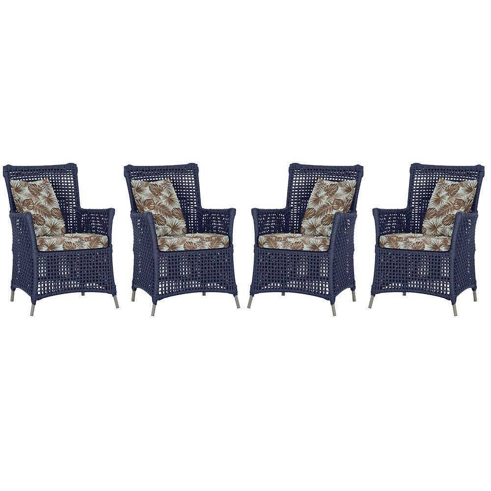 4 Poltronas Igapó Alumínio Pintura Fendi Corda Náutica E6 Azul