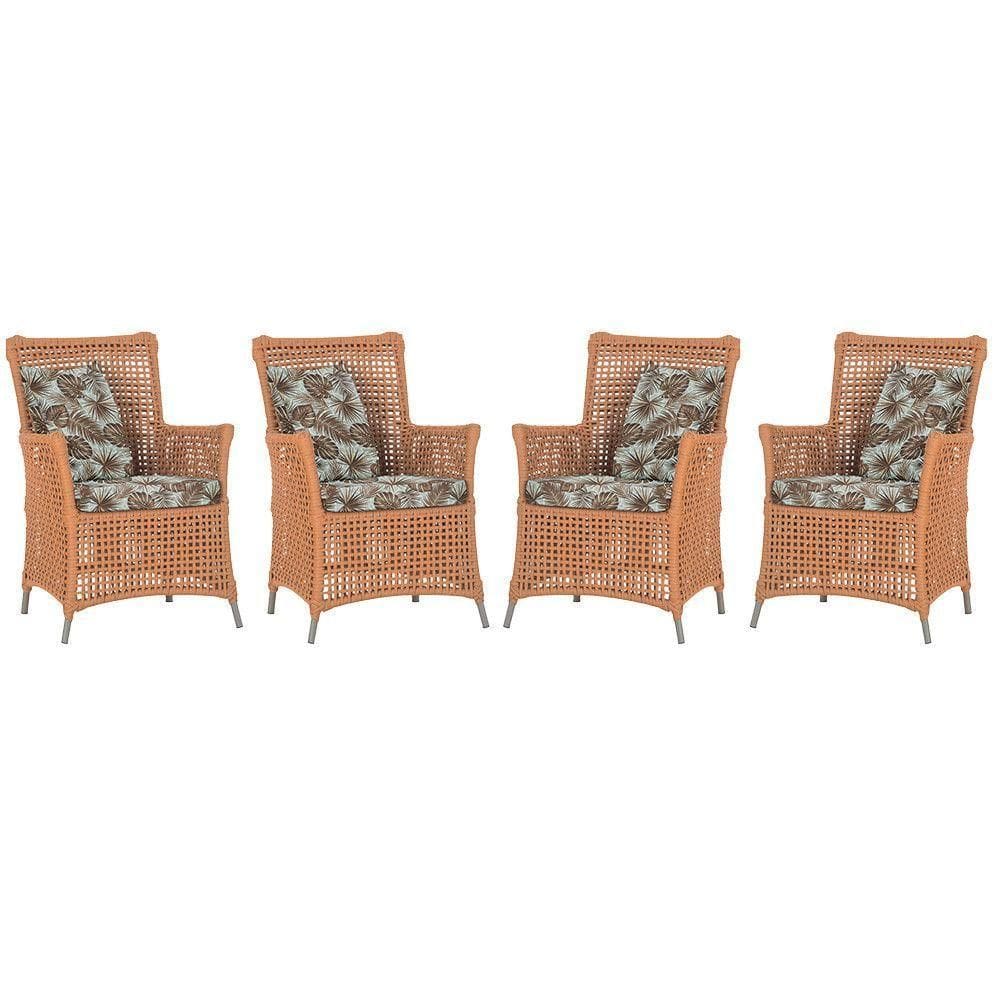 4 Poltronas Igapó Alumínio Pintura Fendi Corda Náutica E6 Terra Cota