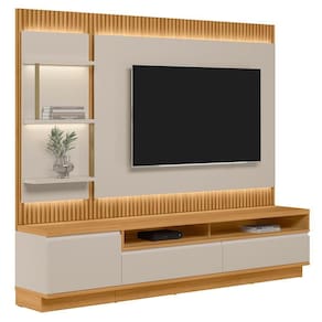Painel Para Tv 70 Pol Com Rack Bancada 238cm Real L06 Tauari/off White - Mpozenato