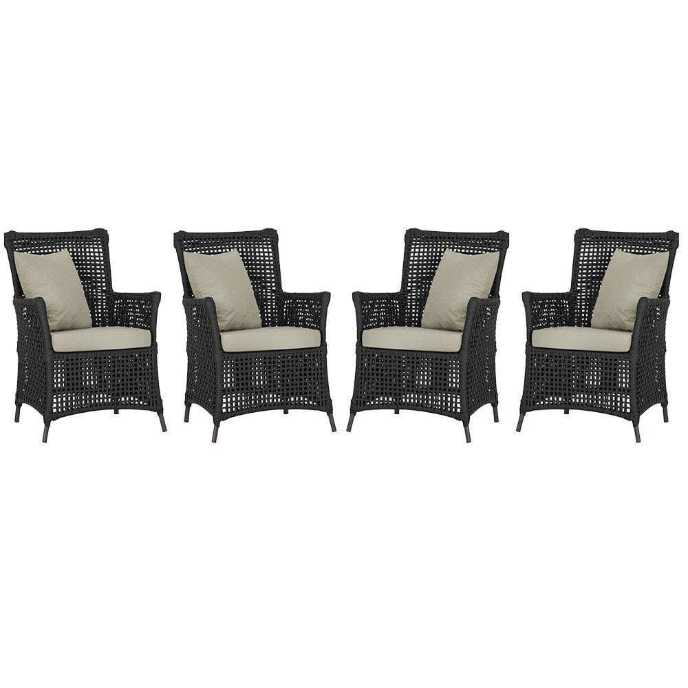 4 Poltronas Igapó Alumínio Pintura Marrom Corda Náutica E7 Preto