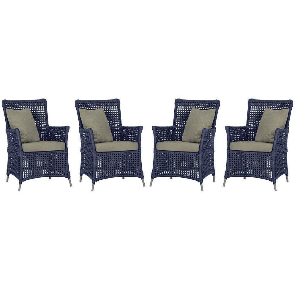 4 Poltronas Igapó Alumínio Pintura Fendi Corda Náutica E8 Azul