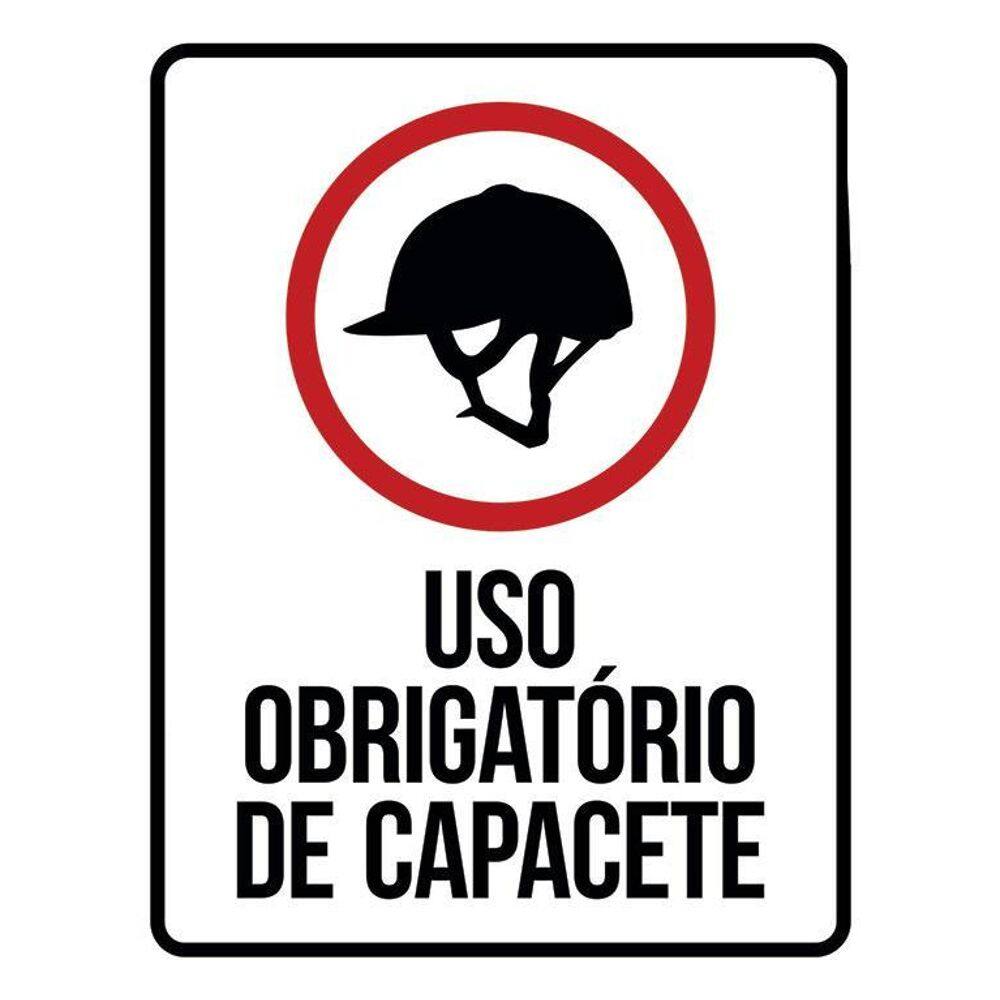 Placa Sinalização - Uso Obrigatório De Capacete 36X46