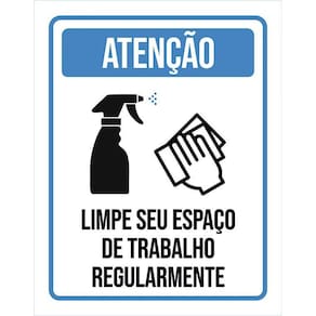 Kit 3 Placas Distanciamento Social Limpe Espaço Trabalho