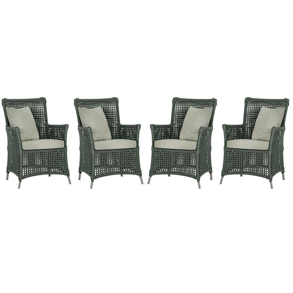 4 Poltronas Igapó Alumínio Pintura Fendi Corda Náutica E3 Verde