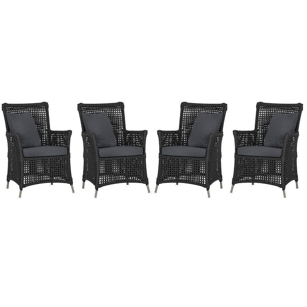 4 Poltronas Igapó Alumínio Pintura Fendi Corda Náutica E11 Preto