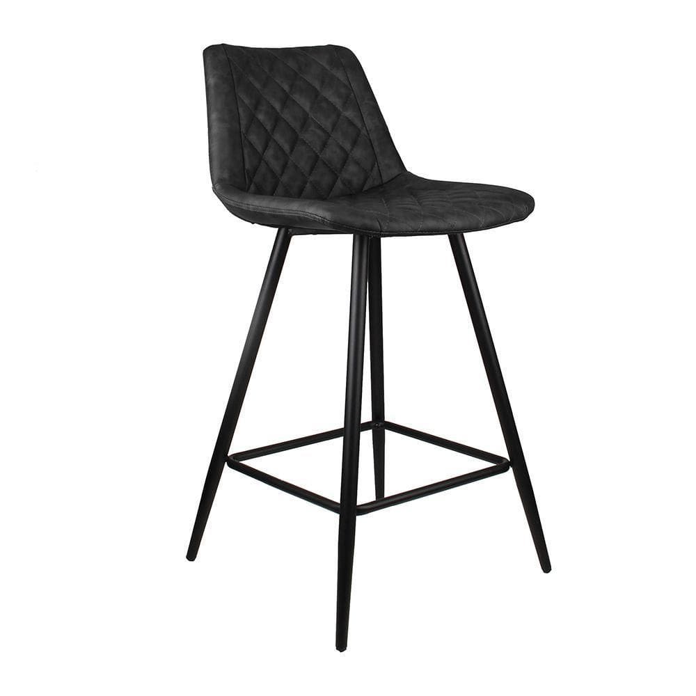 Banqueta Decorativa Magé Pu Matelassê C/apoio Para Os Pés Base Em Aço Cinza G56 - Gran Belo