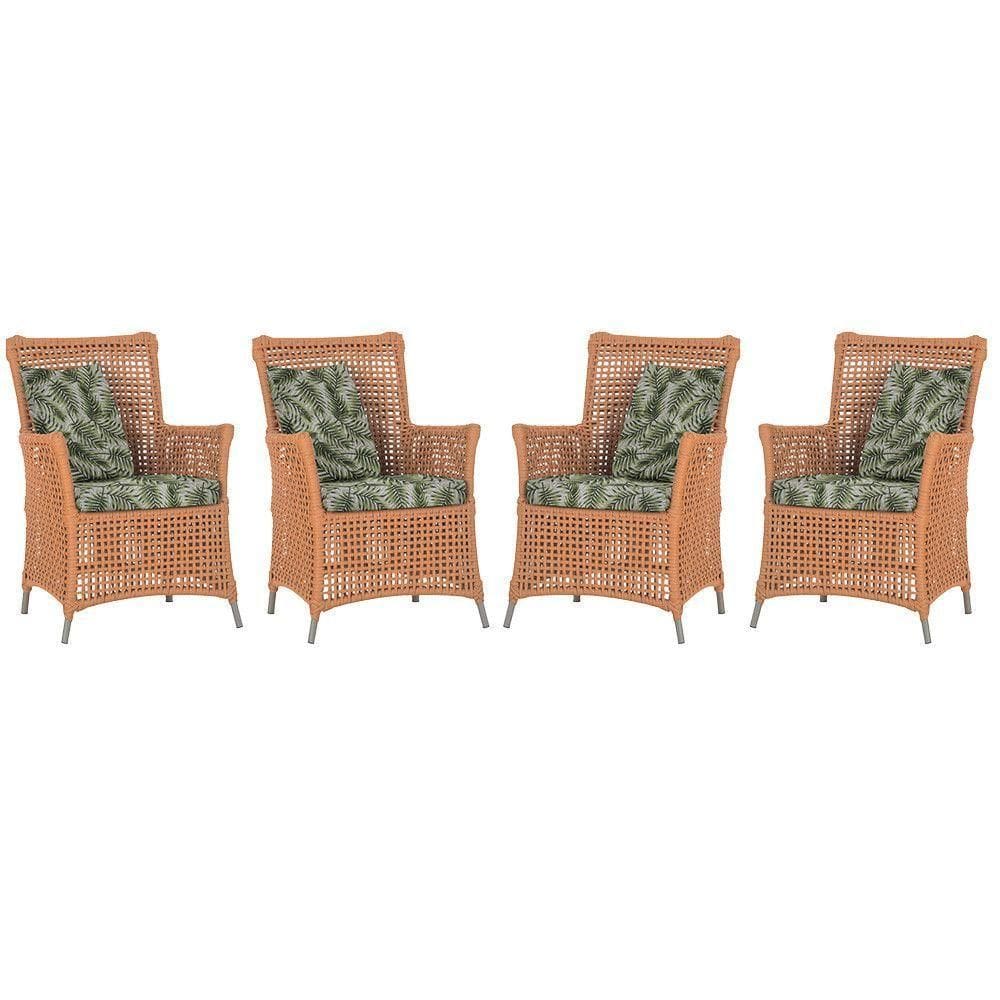 4 Poltronas Igapó Alumínio Pintura Fendi Corda Náutica E5 Terra Cota