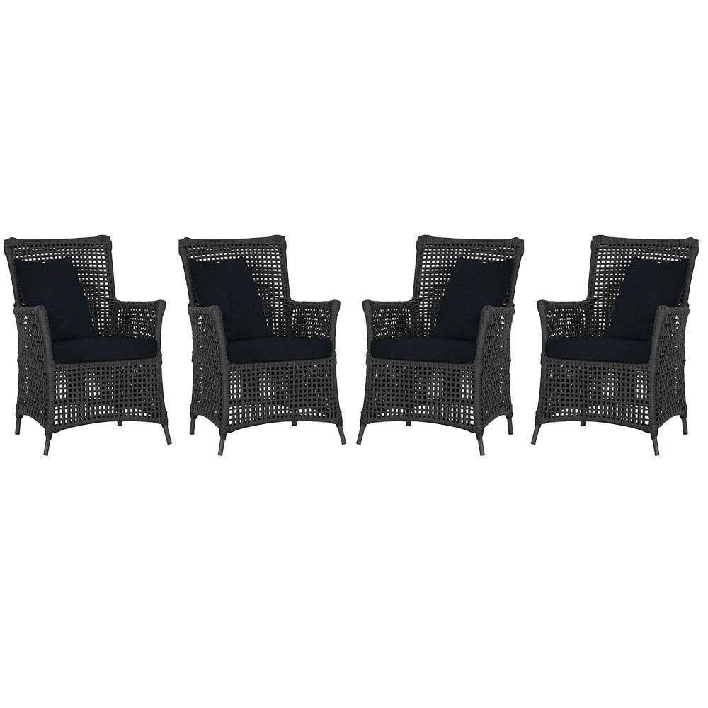 4 Poltronas Igapó Alumínio Pintura Preta Corda Náutica E12 Preto