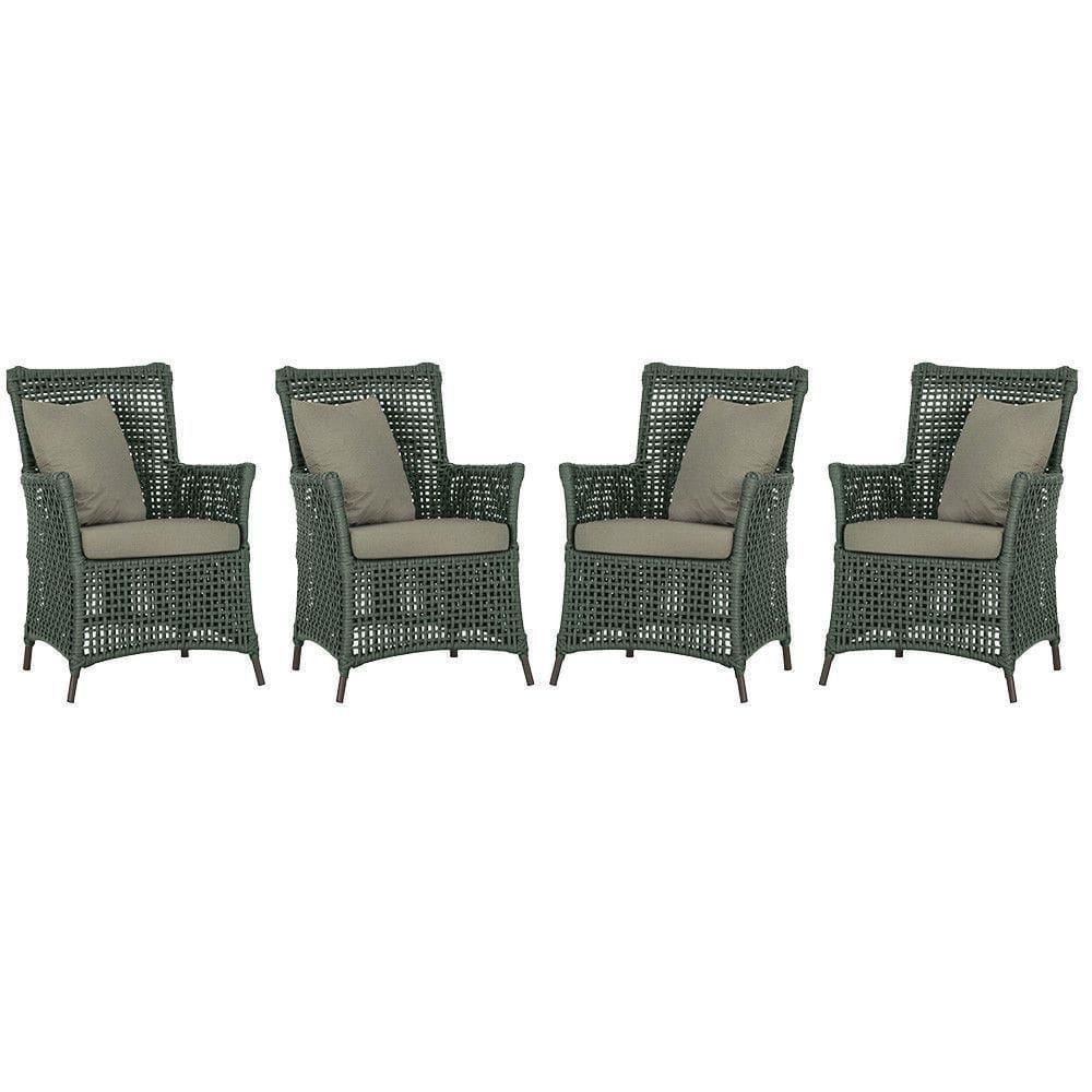 4 Poltronas Igapó Alumínio Pintura Marrom Corda Náutica E8 Verde