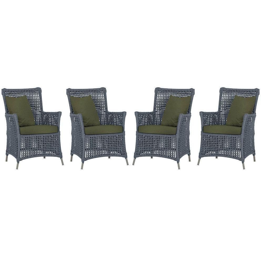 4 Poltronas Igapó Alumínio Pintura Fendi Corda Náutica E13 Prata
