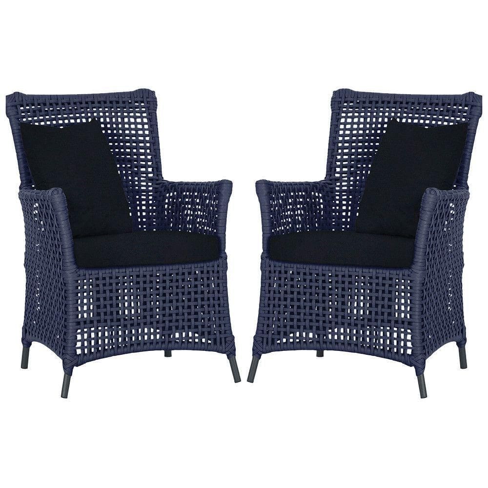 Poltronas Igapó Alumínio Pintura Preta Corda Náutica E12 Azul