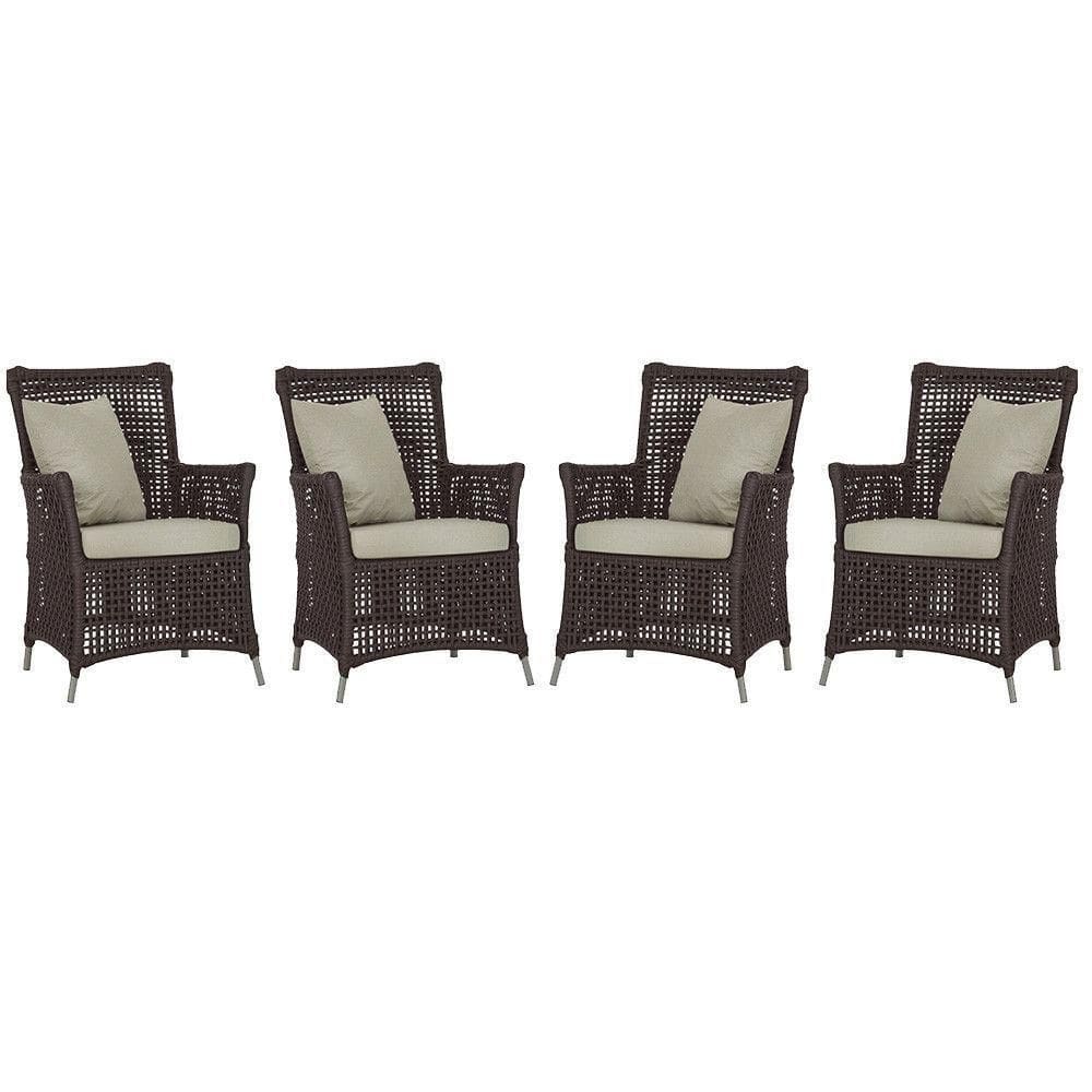 4 Poltronas Igapó Alumínio Pintura Fendi Corda Náutica E7 Marrom