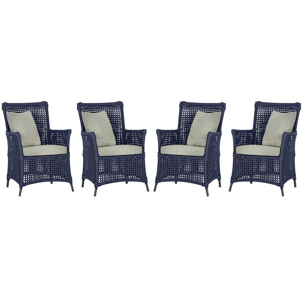 4 Poltronas Igapó Alumínio Pintura Marrom Corda Náutica E3 Azul