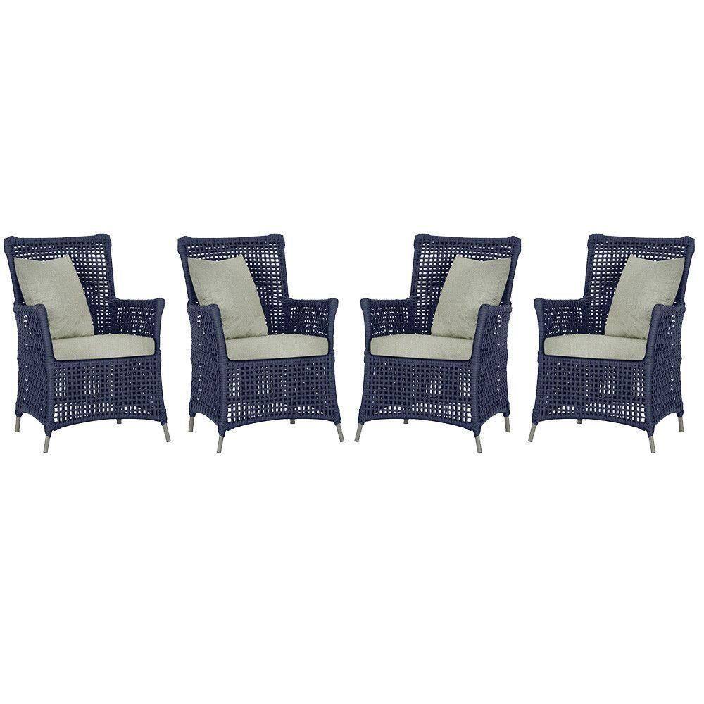 4 Poltronas Igapó Alumínio Pintura Fendi Corda Náutica E3 Azul