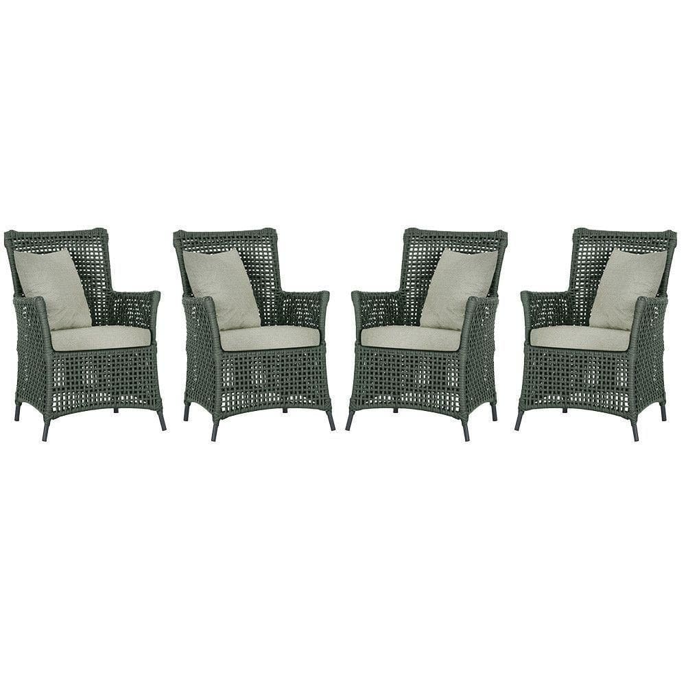 4 Poltronas Igapó Alumínio Pintura Preta Corda Náutica E3 Verde