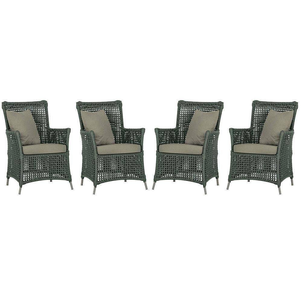 4 Poltronas Igapó Alumínio Pintura Fendi Corda Náutica E8 Verde