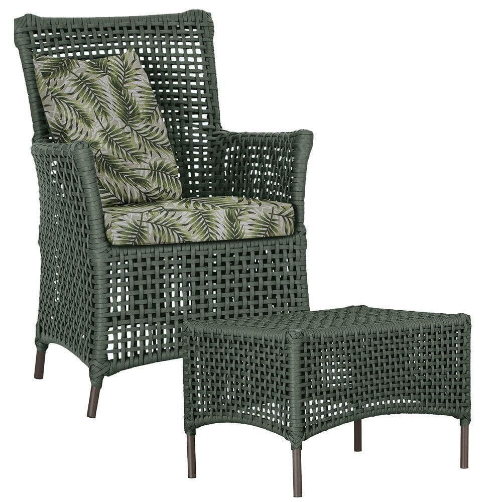 Poltrona E Mesa Igapó Em Alumínio Marrom Corda Náutica E5 Verde