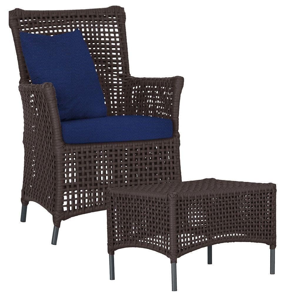 Poltrona E Mesa Igapó Em Alumínio Preta Corda Náutica E10 Marrom