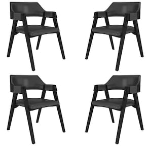 Kit 4 Cadeiras Sala De Jantar E Jogos Carteados Madeira Maciça Poker Pu Grafite-preto G42 - Gran Belo