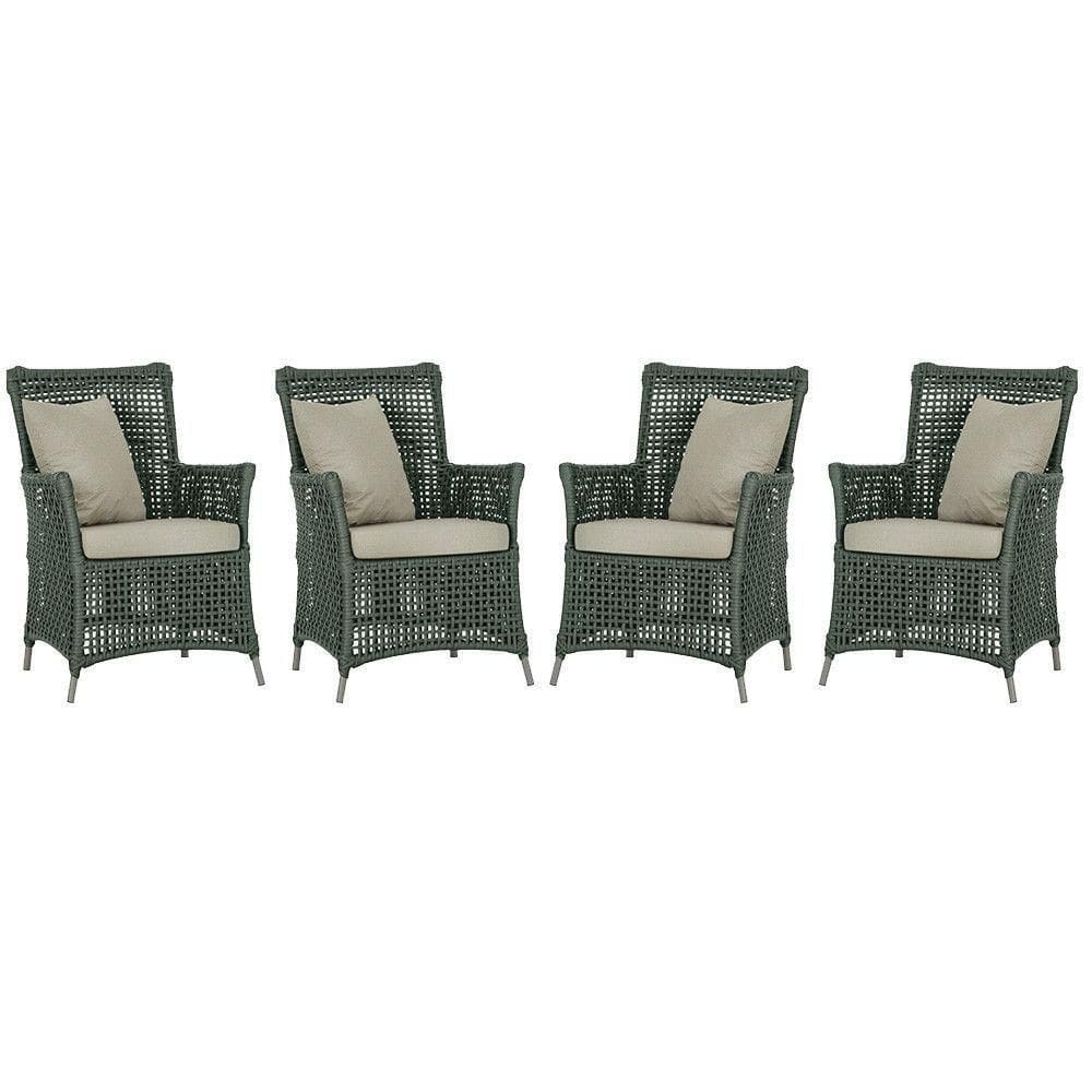 4 Poltronas Igapó Alumínio Pintura Fendi Corda Náutica E7 Verde