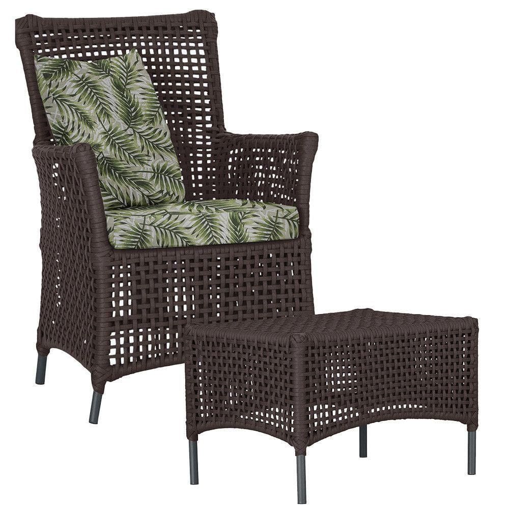 Poltrona E Mesa Igapó Em Alumínio Preta Corda Náutica E5 Marrom