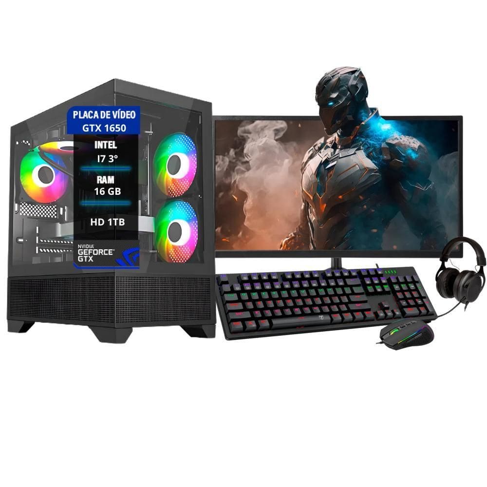 Pc Gamer Bravus Intel I7 Gtx 1650 16Gb Hd 1Tb Ssd 120Gb