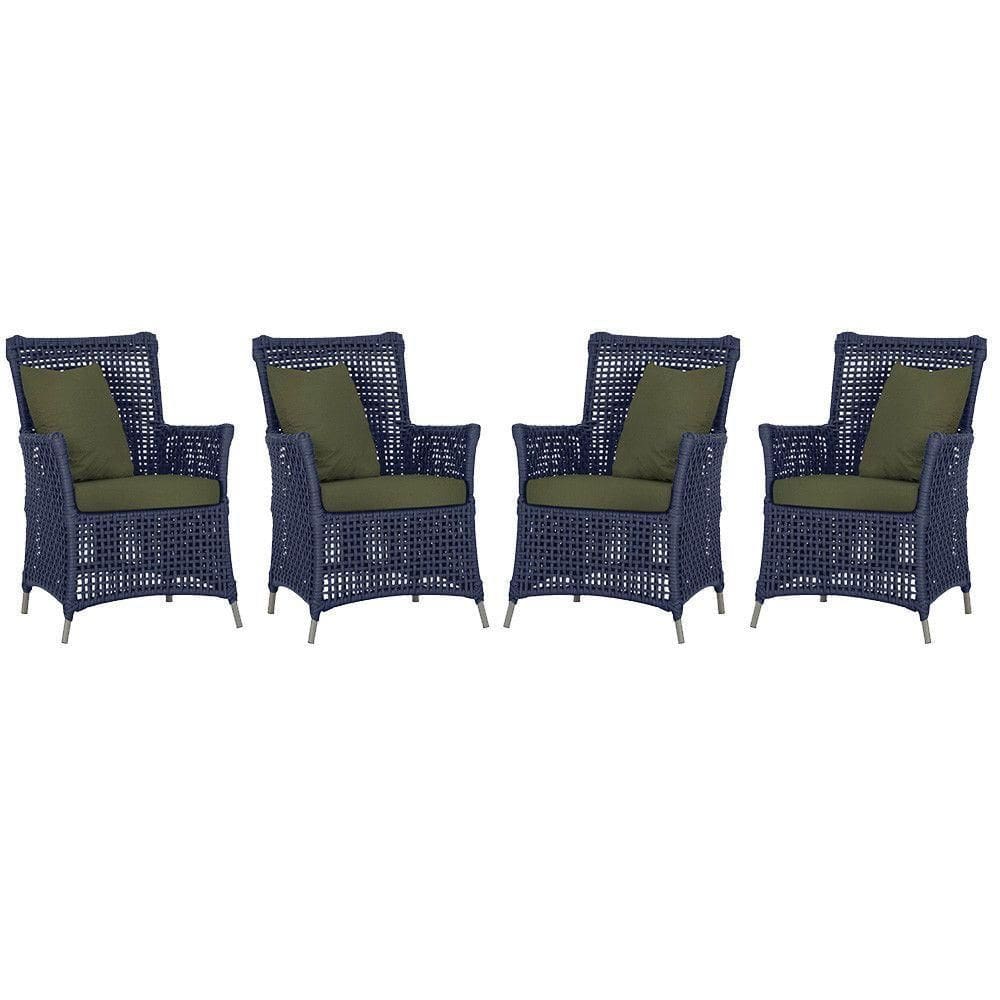 4 Poltronas Igapó Alumínio Pintura Fendi Corda Náutica E13 Azul