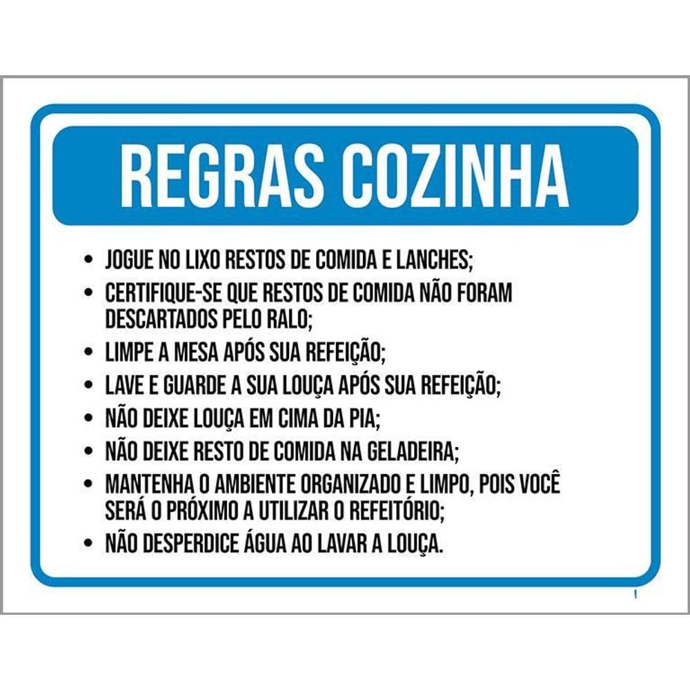 Placa Sinalização - Regras Cozinha Ml3832 36X46