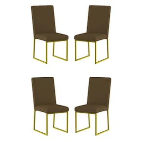 Kit 4 Cadeiras De Jantar Com Base De Ferro Dourado – Balaqui Cor:marrom Marrom