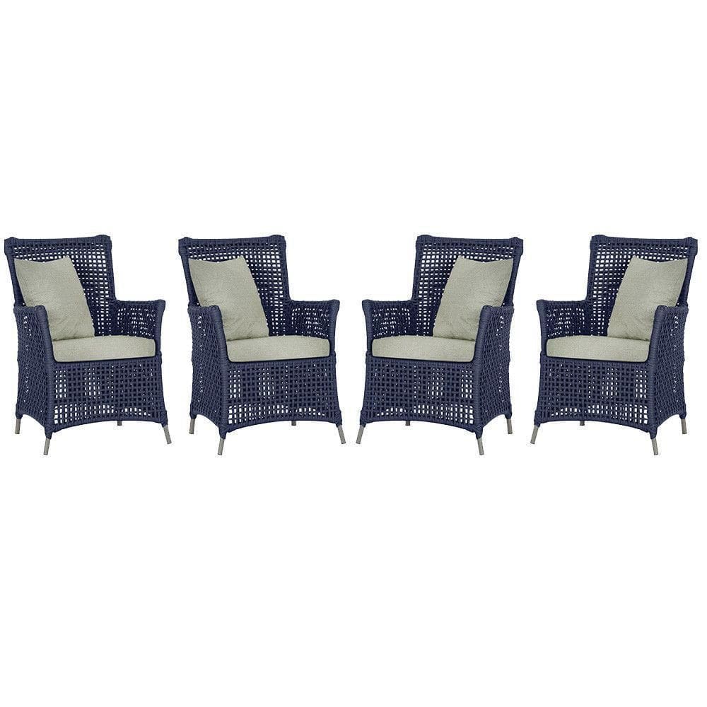 4 Poltronas Igapó Alumínio Pintura Fendi Corda Náutica E3 Azul