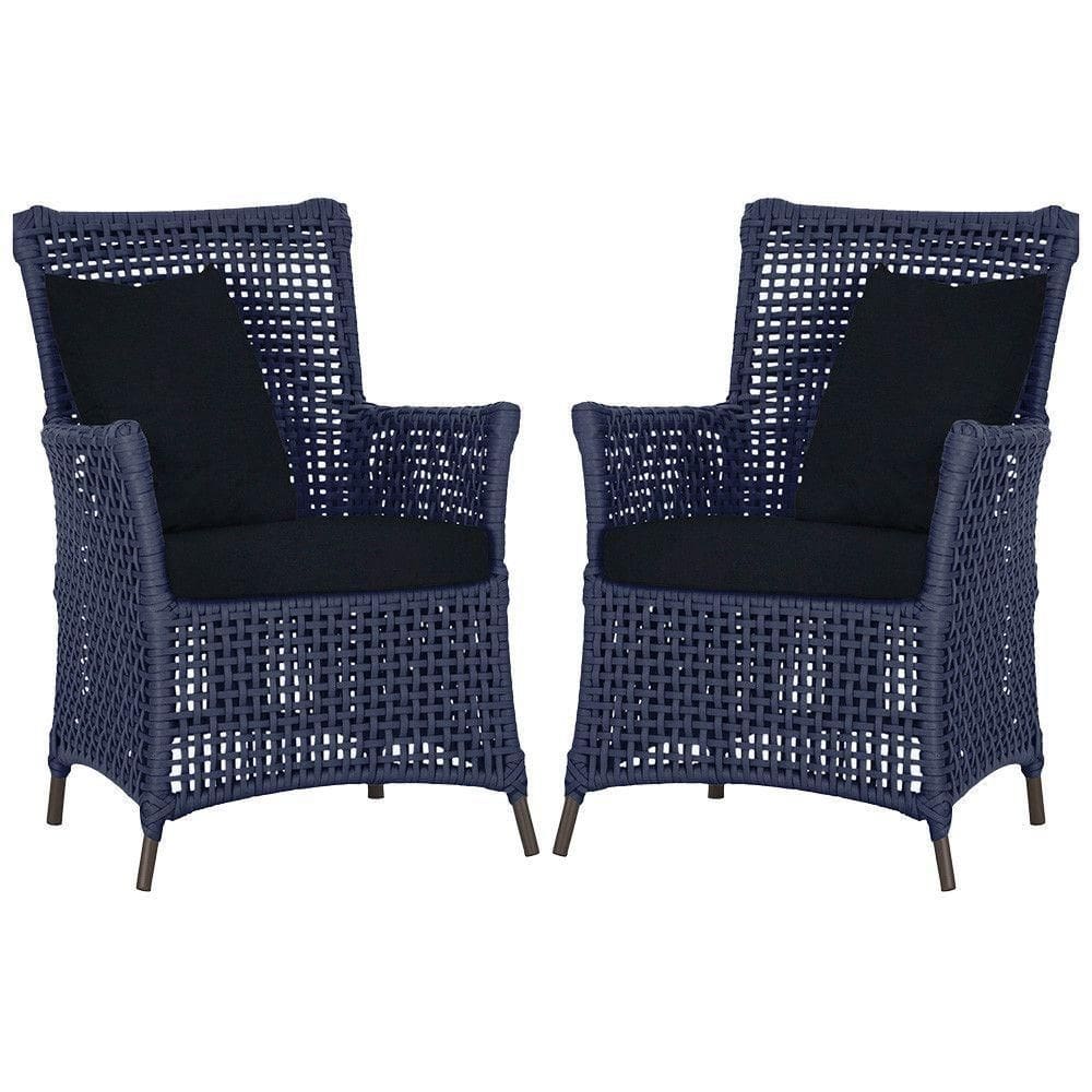 Poltronas Igapó Alumínio Pintura Marrom Corda Náutica E12 Azul