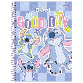 Caderno Stitch Universitário 10 Matérias Espiral Escolar