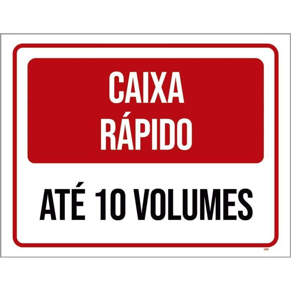 Placa Sinalização - Caixa Rápido 10 Volumes 27X35