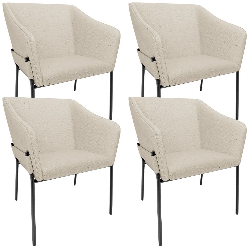 Kit 4 Cadeiras Para Sala de Jantar Estar Living Olívia L02 Linho Bege - Lyam Decor