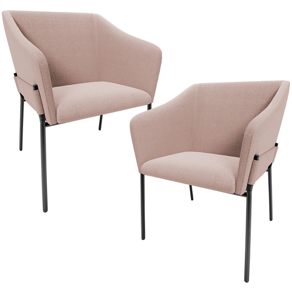 Kit 2 Cadeiras Para Sala de Jantar Estar Living Olívia L02 Bouclê Rosê - Lyam Decor