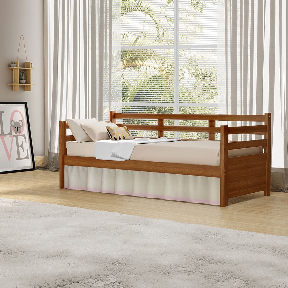 Cama Solteiro com Colchão Babá Madeira Enjoy Mona Mais Nicho - Castanho