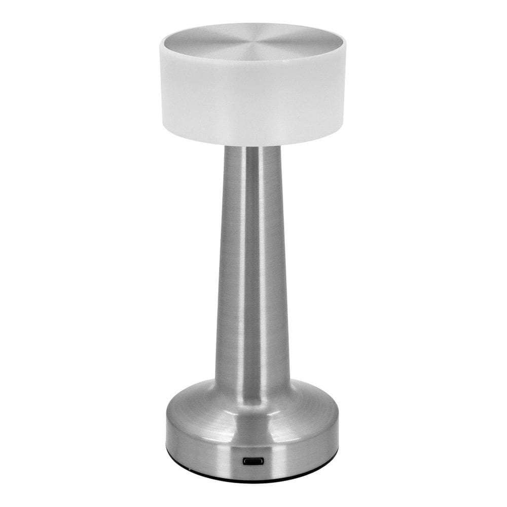 Luminária Led Abajur Mesa Usb Metal 21x9x9cm Prata