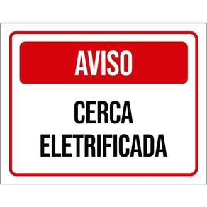 Placa Sinalização - Aviso Vermelho Cerca Eletrificada 36X46