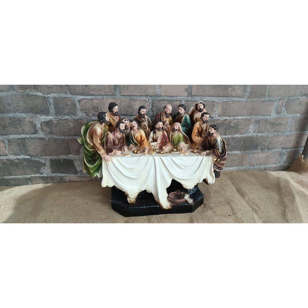 Santa Ceia De Natal Mesa Grande Resina Colorida 48Cm