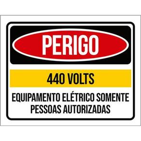 Kit 3 Placas Perigo 440 Volts Somente Pessoas Autorizadas