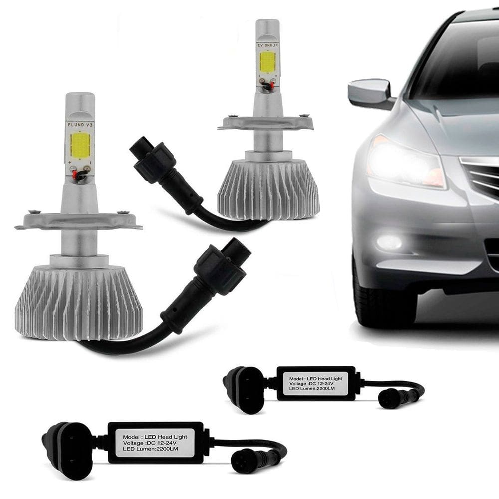 Kit Lâmpada Super LED HB3 6000K 12V e 24V 22W Efeito Xenon