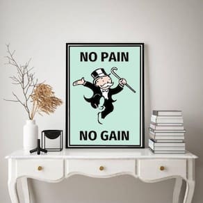 Quadro No Pain No Gain - Sr. Monopoly 33X24Cm