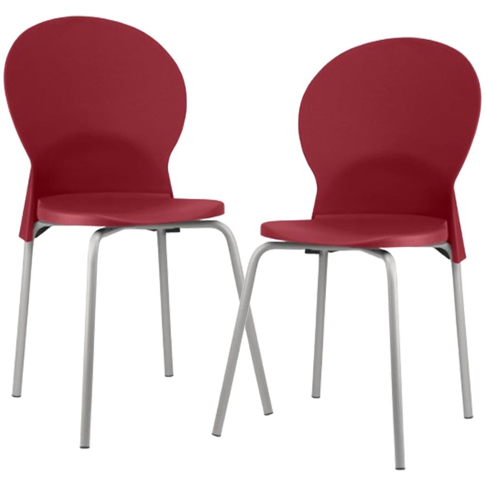 Kit 02 Cadeiras Para Sala De Jantar Cozinha Mond F02 Base Aço Cinza Vermelho - Lyam Decor