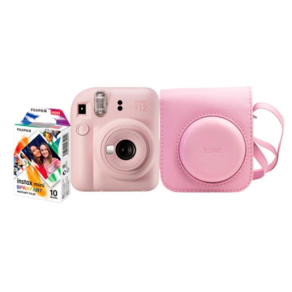 Câmera Instax Mini 12 Fujifilm Rosa Com Bolsa + 10 Filmes